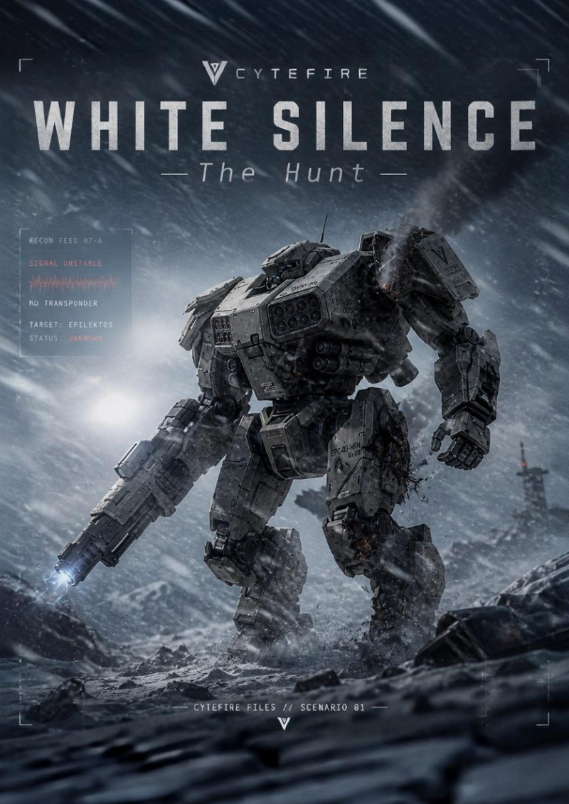 A Valkyrie unit pursuing a damaged combat mech through a frozen landscape