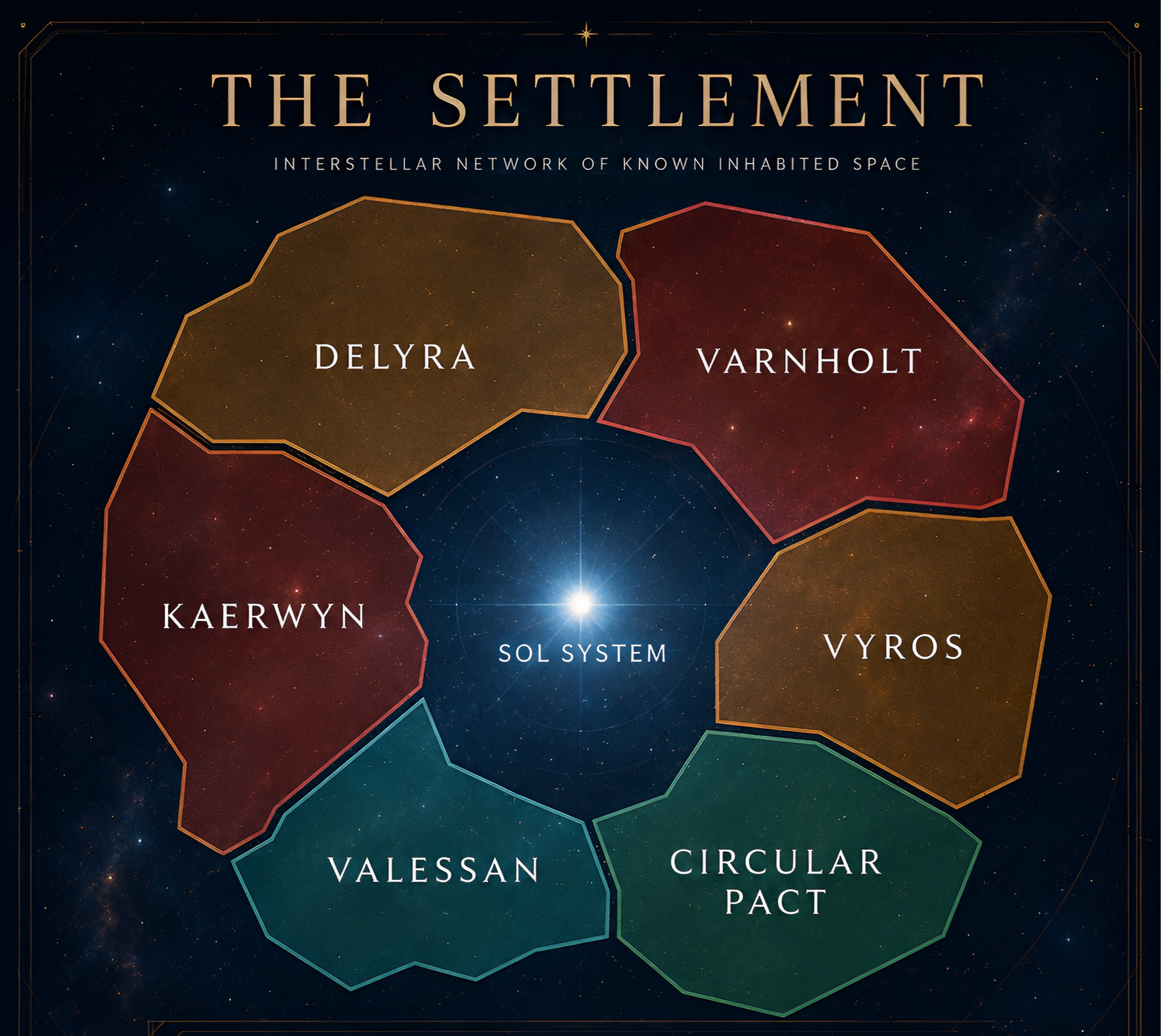 The regions and interconnected worlds of The Settlement