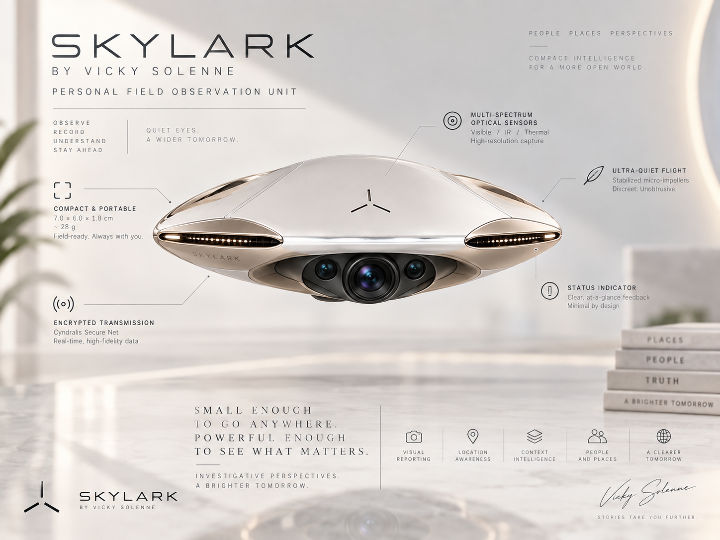 SKYLARK compact field-observation drone used by journalist Vicky Solenne