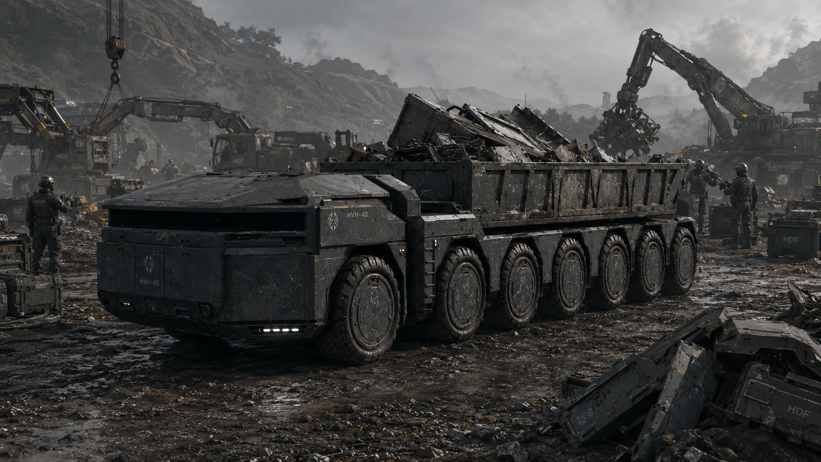 HVH-40 carrying a major containerized payload on a mountain supply road
