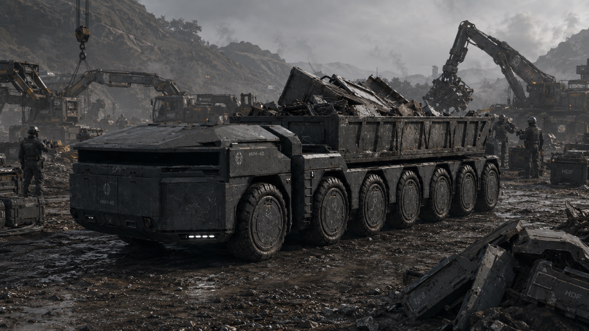 HVH-40 carrying a major containerized payload on a mountain supply road