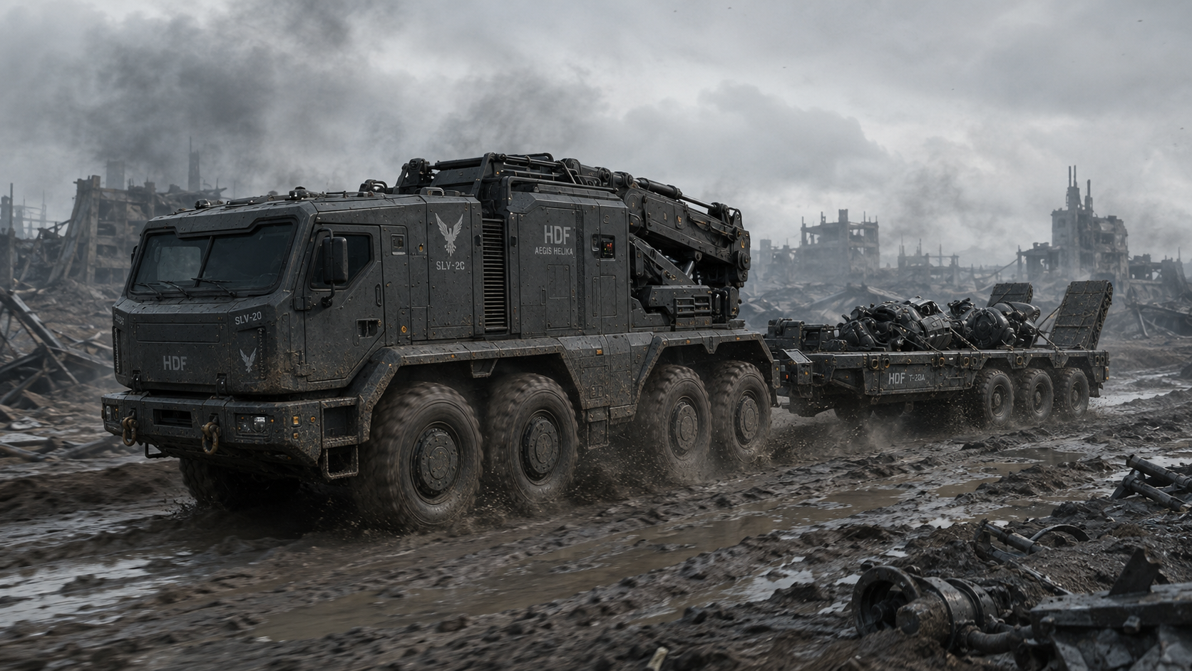 SLV-20 Specialized Logistics and Salvage Vehicle with recovery crane