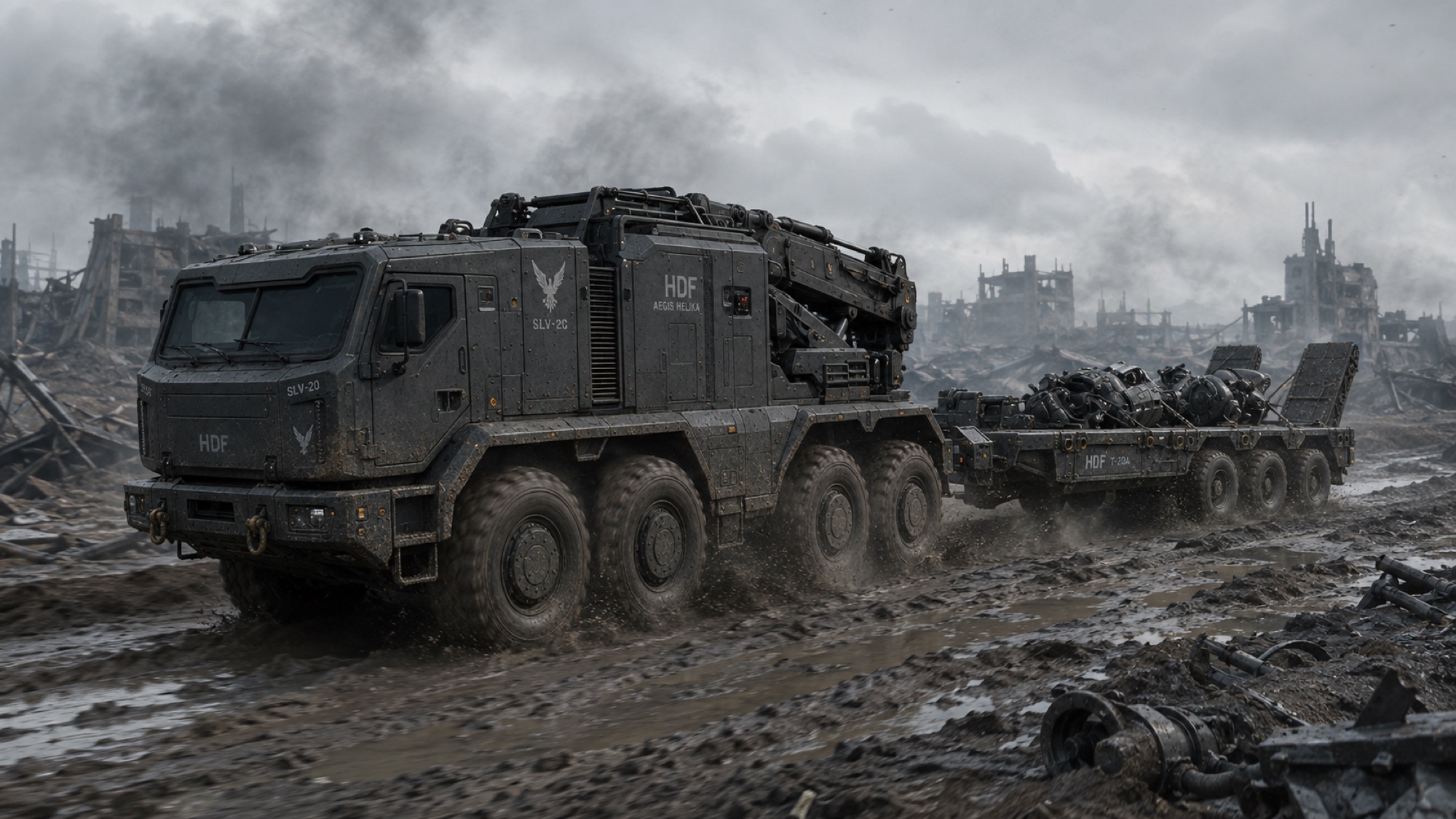 SLV-20 Specialized Logistics and Salvage Vehicle with recovery crane
