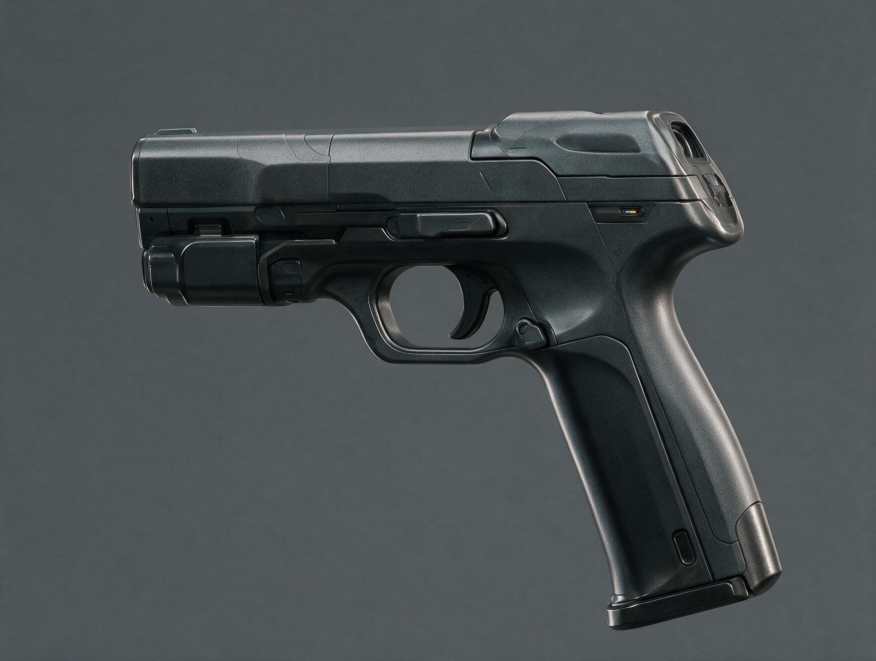 KSP-12 kinetic service pistol shown in technical side profile